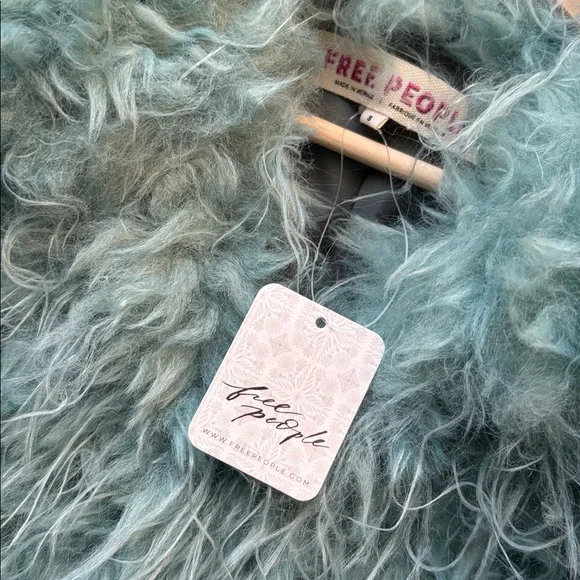 Free People Moonlight Faux Fur Jacket in Granite Green - Picture 8 of 15